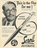 Scroll Automatic Pen 1950s Vintage Retro Advert Poster