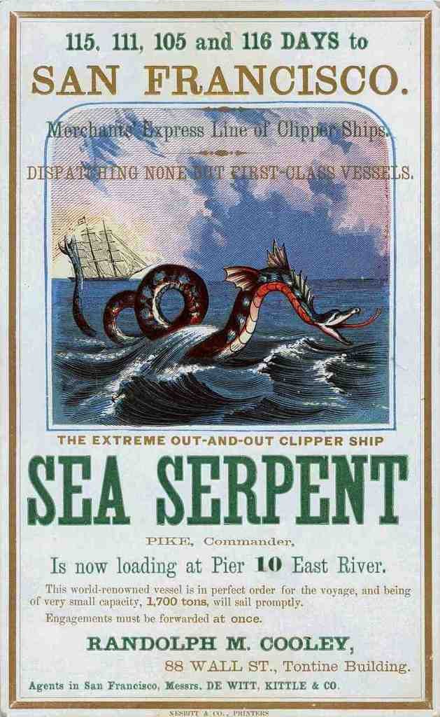 Sea Serpent Clipper Advert Vintage A4 Photo Print