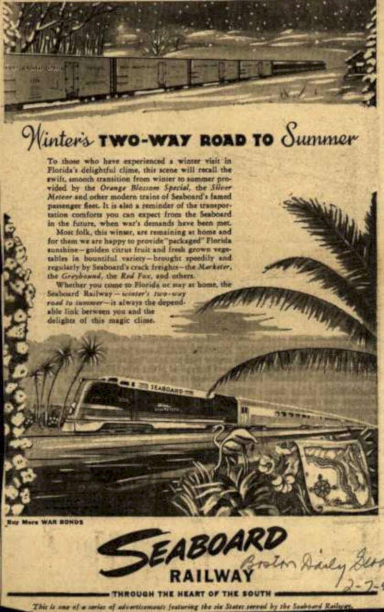 Seaboard Train Winter Vintage Retro Advert Ads A4 Photo Print
