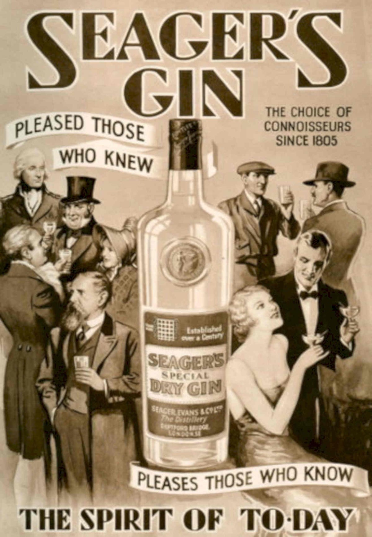 Seagers Gin 1930s 1930s Vintage Retro Advert Poster