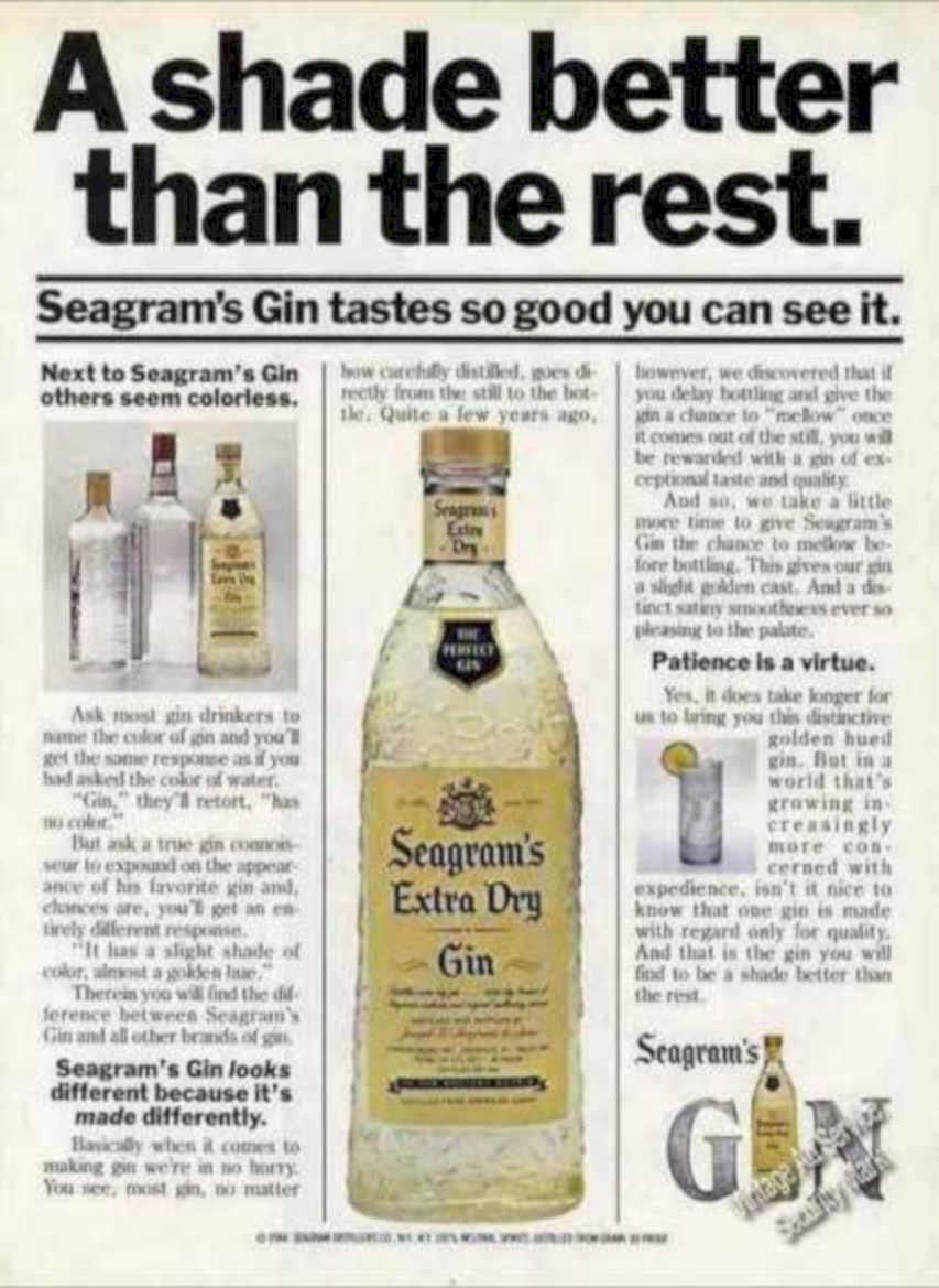 Seagrams Gin Bottle Vintage Retro Advert Ads A4 Photo Print