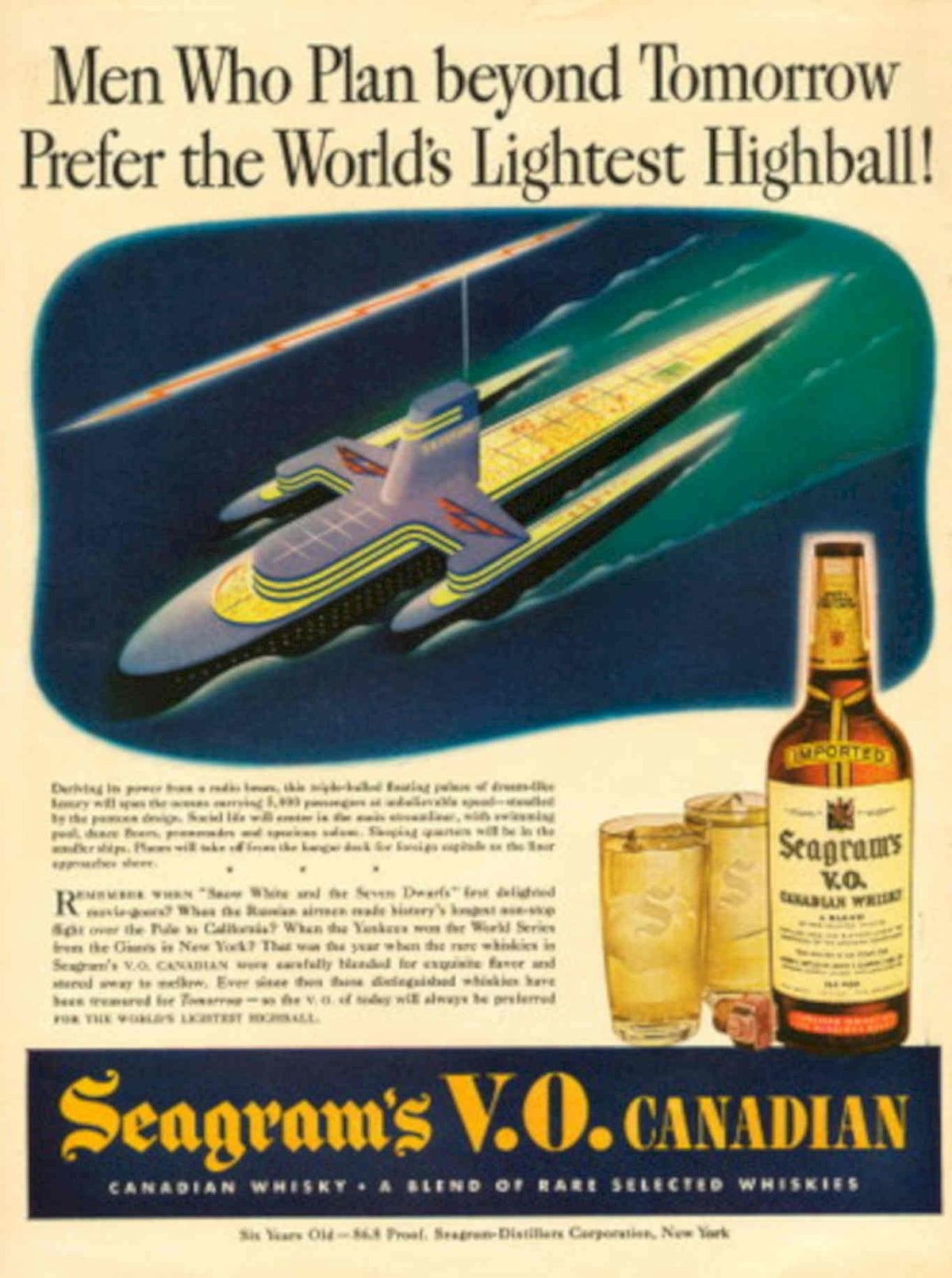 Seagrams Highball Whisky 1940s Vintage Retro Advert Poster