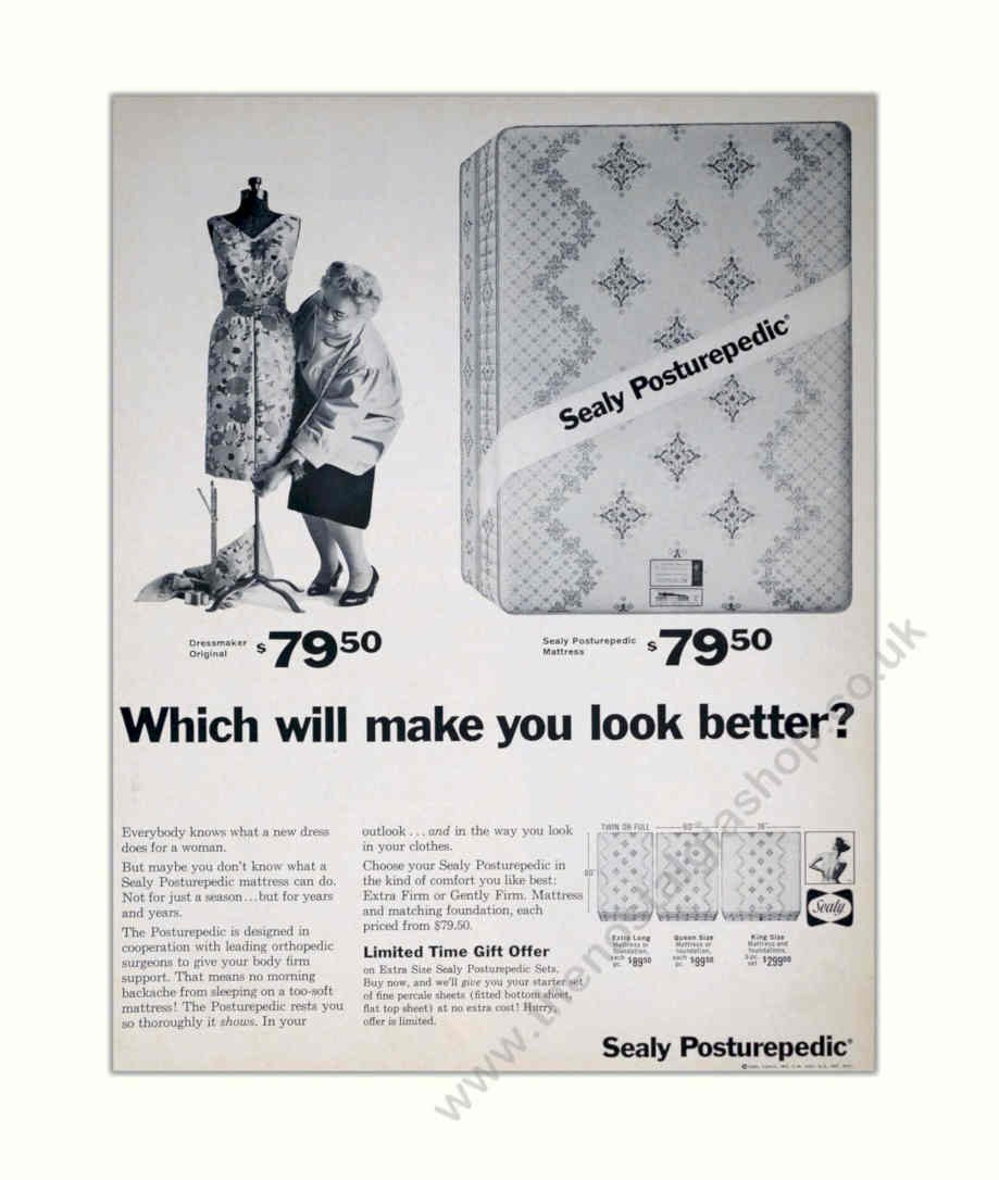 Sealy Posturepedic Offer Vintage Retro Advert Poster A4 Photo Print