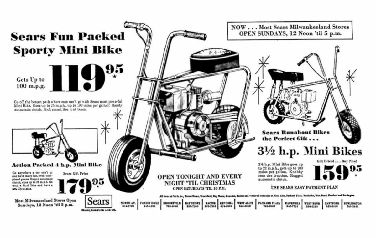 Sears Mini Bike Newspaper Vintage Retro Advert Poster