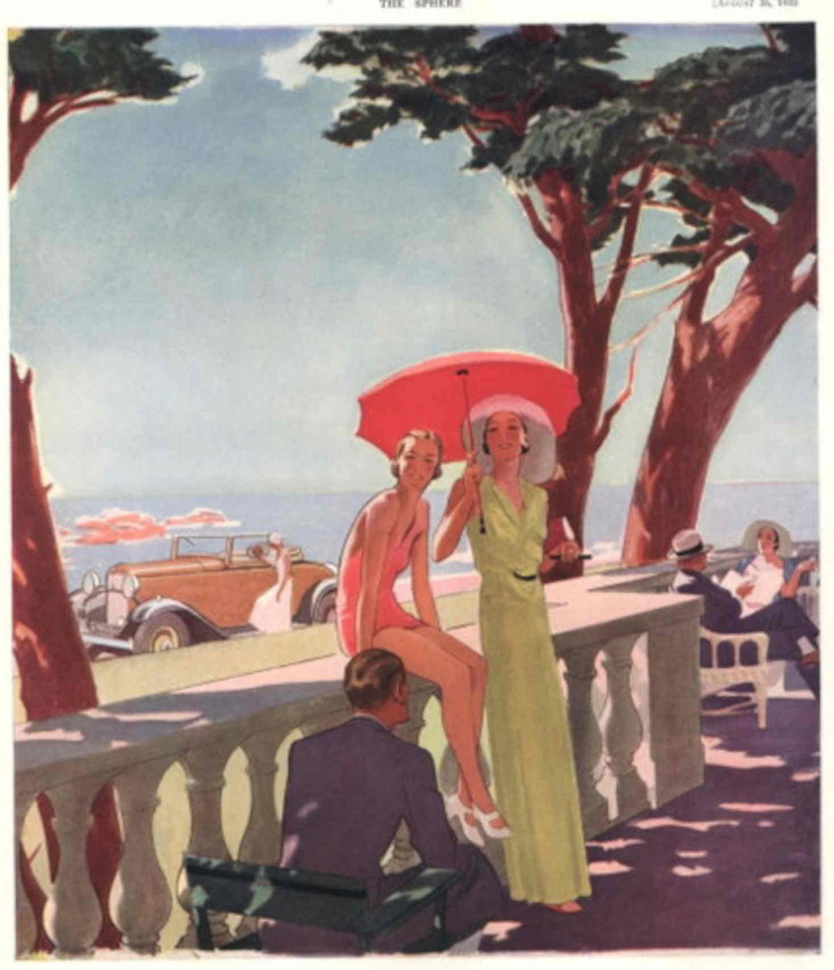 Seaside Fashion Car 1930s Vintage Retro Advert Poster