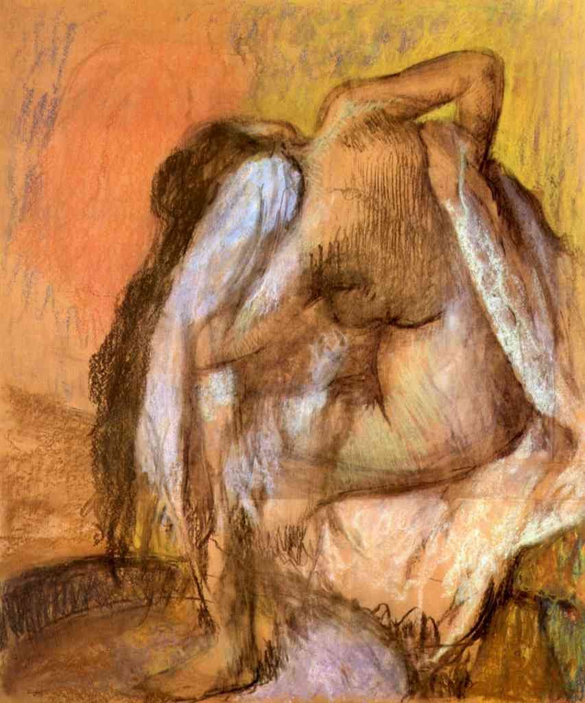 Seated Female Nude Drying Neck And Back Degas A4 Photo Print