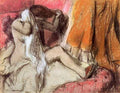 Seated female nude on a chaise lounge by Degas A4 Photo Print