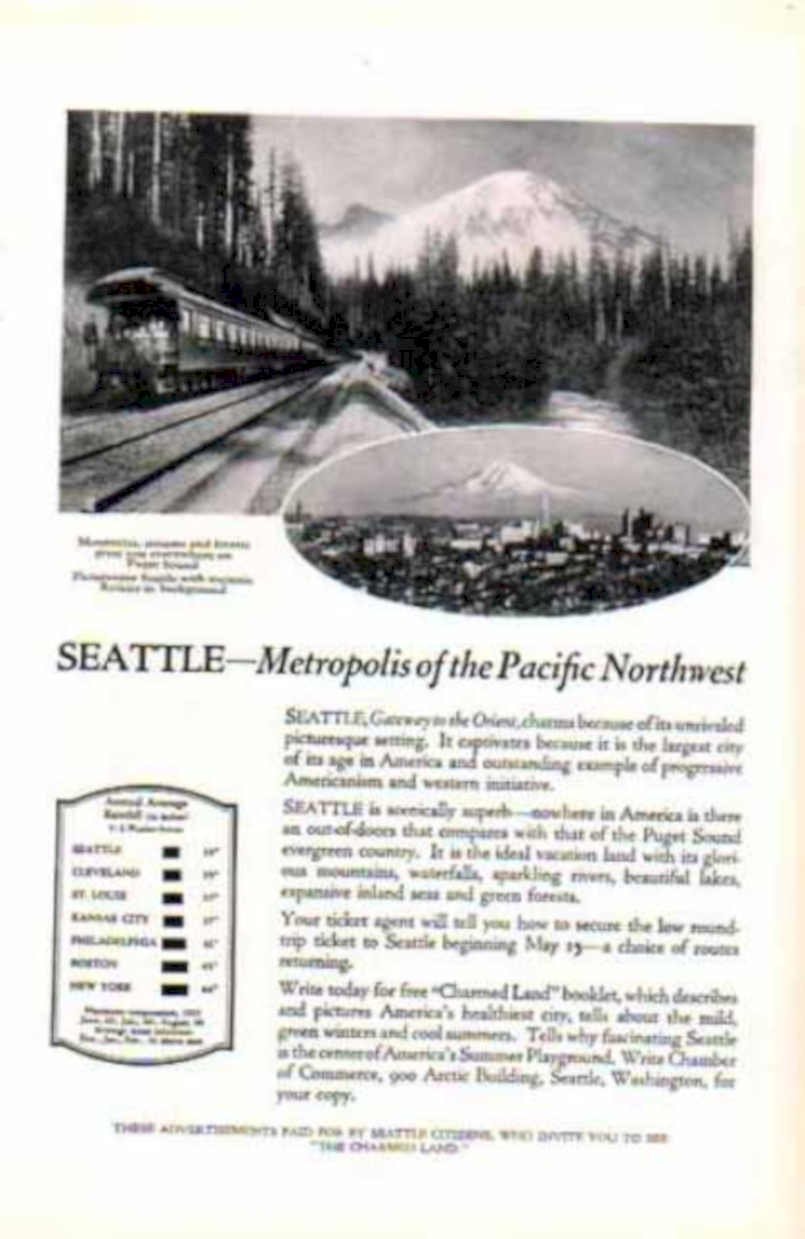Seattle Train Mountains Vintage Retro Advert Ads A4 Photo Print