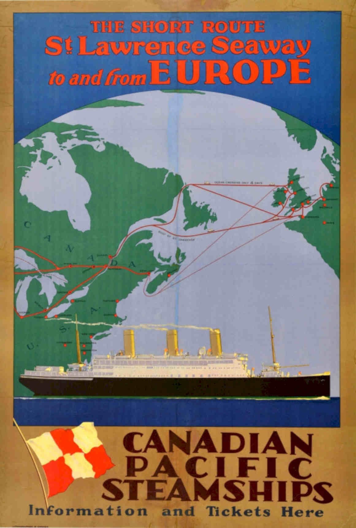 Seaway Route Map Vintage Retro Advert Poster A4 Photo Print