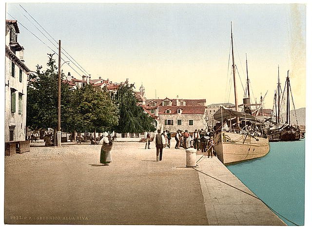 Sebenico the alla water front Dalmatia Vintage A4 Photo Print