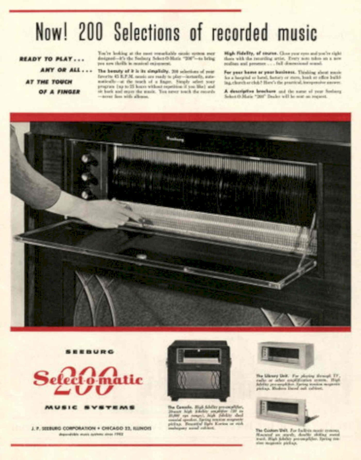 Seeburg Selectomatic 200 1950s Vintage Retro Advert Poster