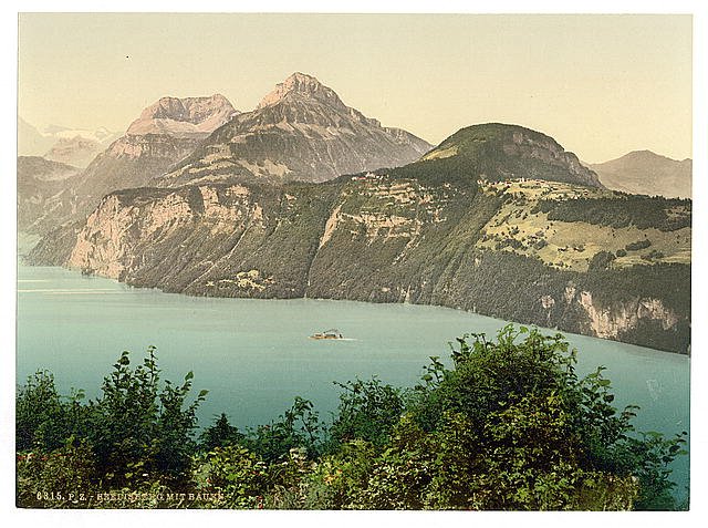 Seelisberg and Bauen Lake Lucerne I Vintage A4 Photo Print
