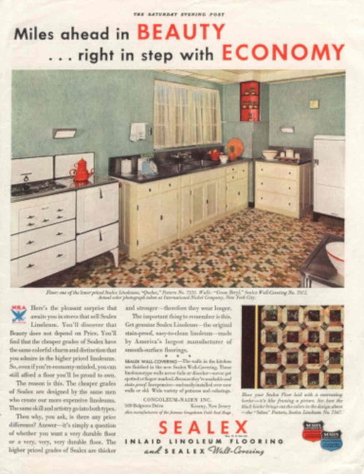 Selex Linoleum Kitchen 1930s Vintage Retro Advert Poster