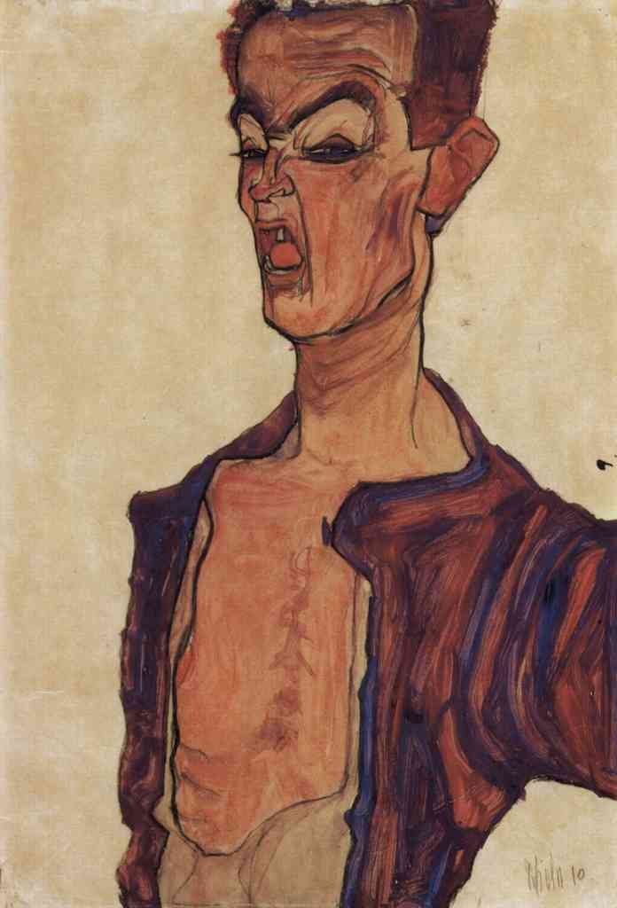 Self Portrait A Grimace Scissoring Egon Schiele A4 Photo Print