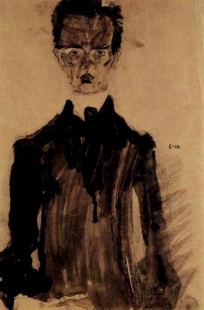 Self Portrait In A Black Robe Egon Schiele A4 Photo Print