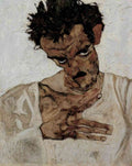 Self Portrait With Lowered Head Egon Schiele A4 Photo Print