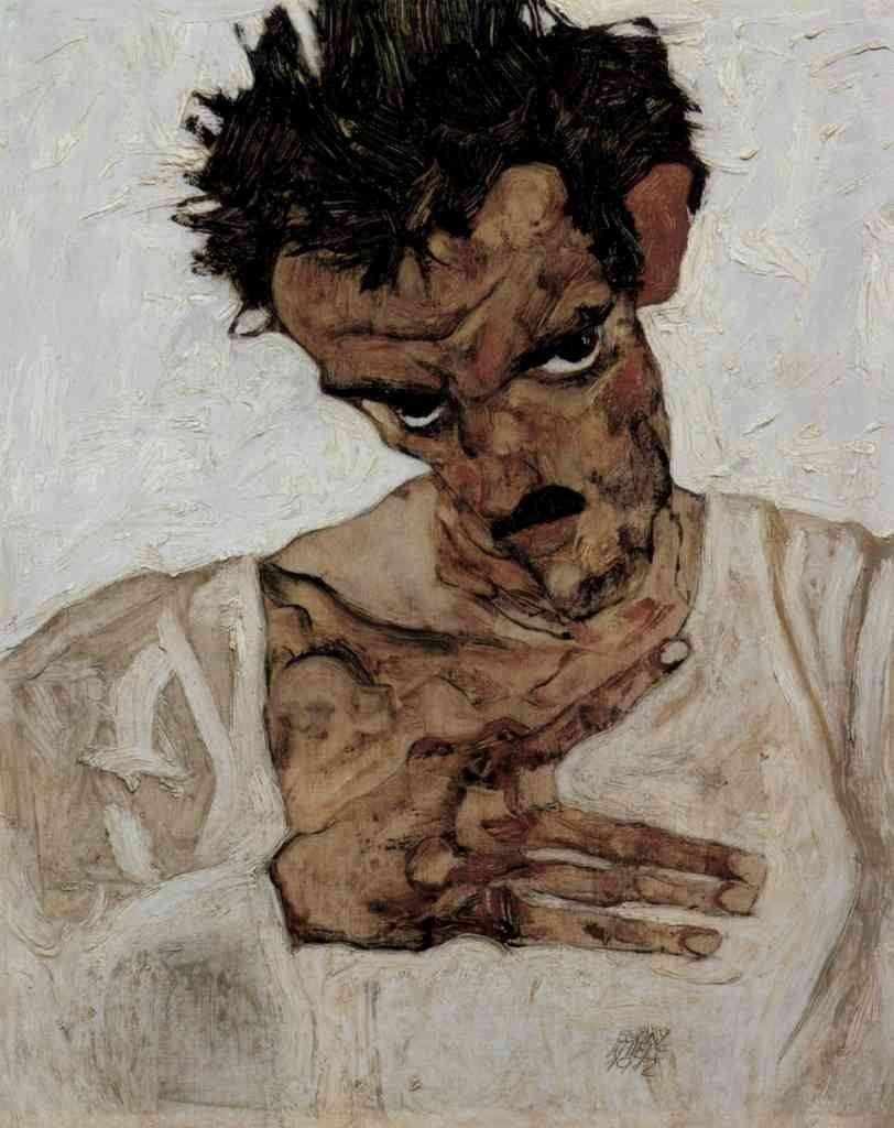 Self Portrait With Lowered Head Egon Schiele A4 Photo Print