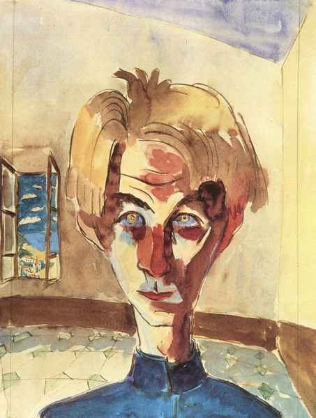Self Portrait in a room by Walter Gramatte Expressionism A4 Photo Print
