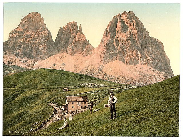 Sella Joch and Langkofl Tyrol Vintage A4 Photo Print