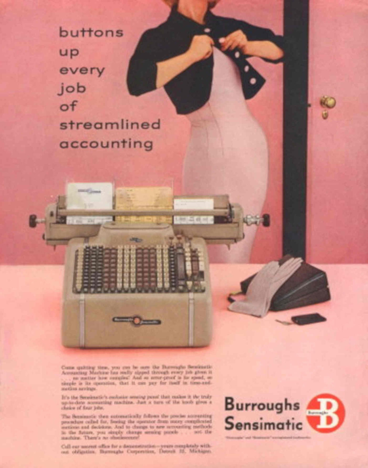 Sensimatric Machine Woman 1950s Vintage Retro Advert Poster