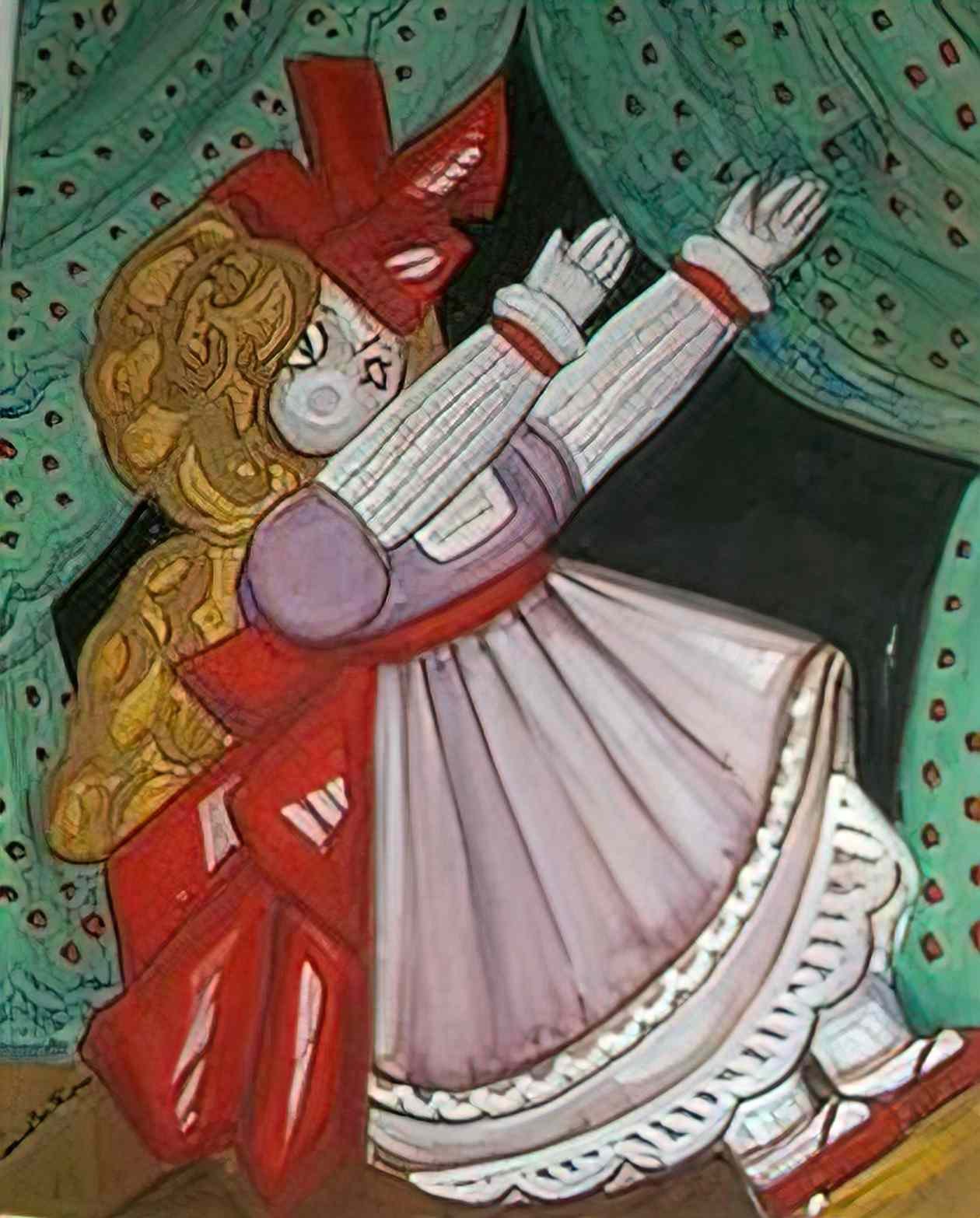 Serge Sudeikin curtain design with doll Art A4 Photo Print