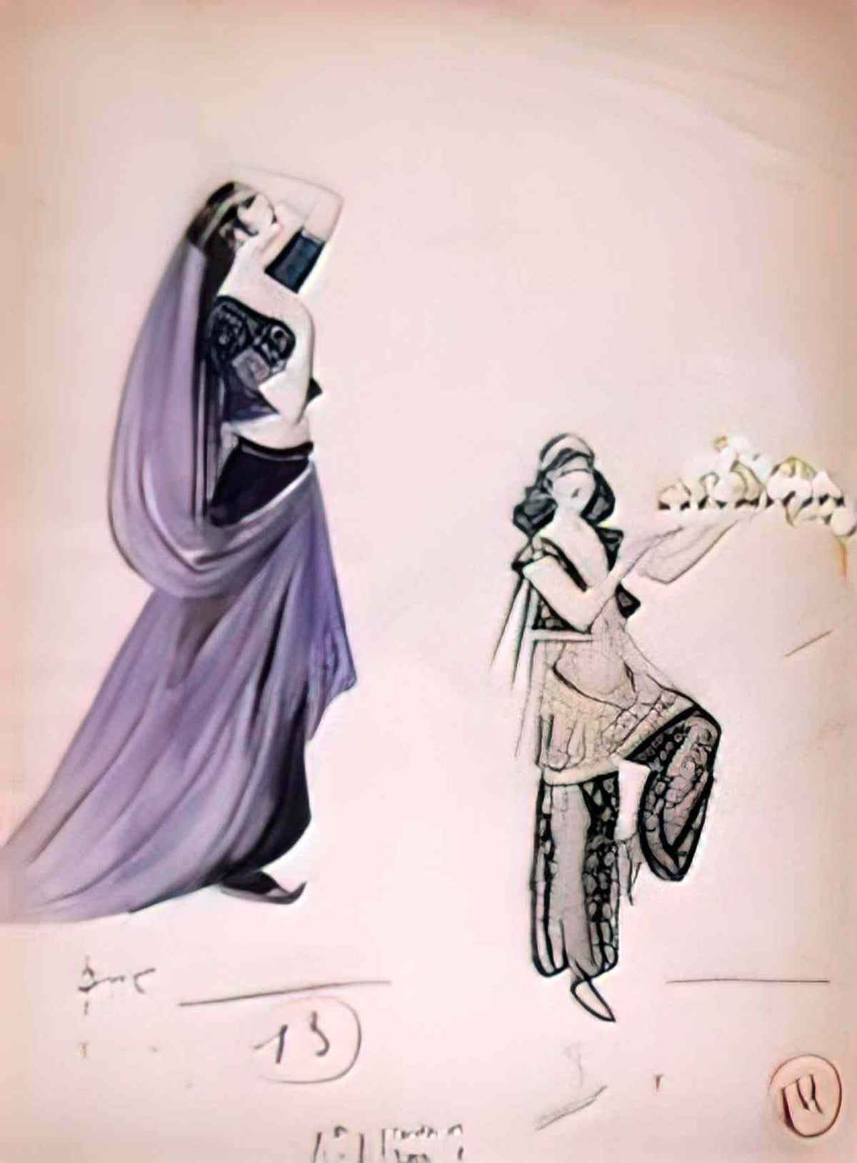 Sergey Solomko two sketches of costumes Art A4 Photo Print