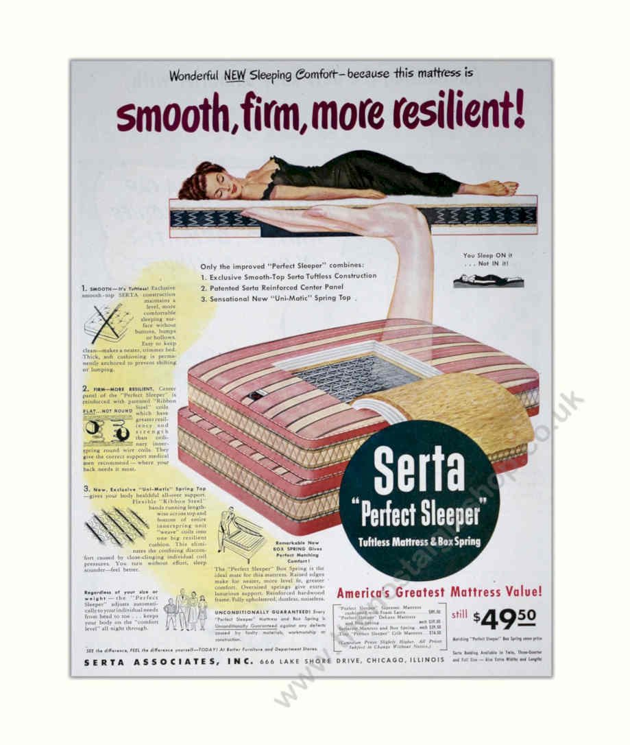 Serta Perfect Sleeper Vintage Retro Advert Poster A4 Photo Print