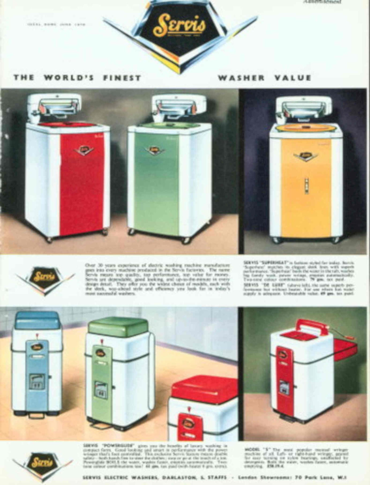Servis Washers Value 1950s Vintage Retro Advert Poster