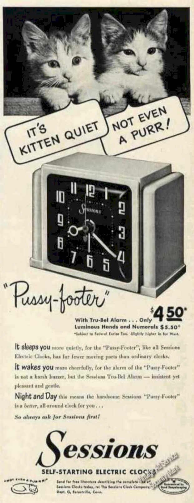 Sessions Kittens Clock Vintage Retro Advert Ads A4 Photo Print