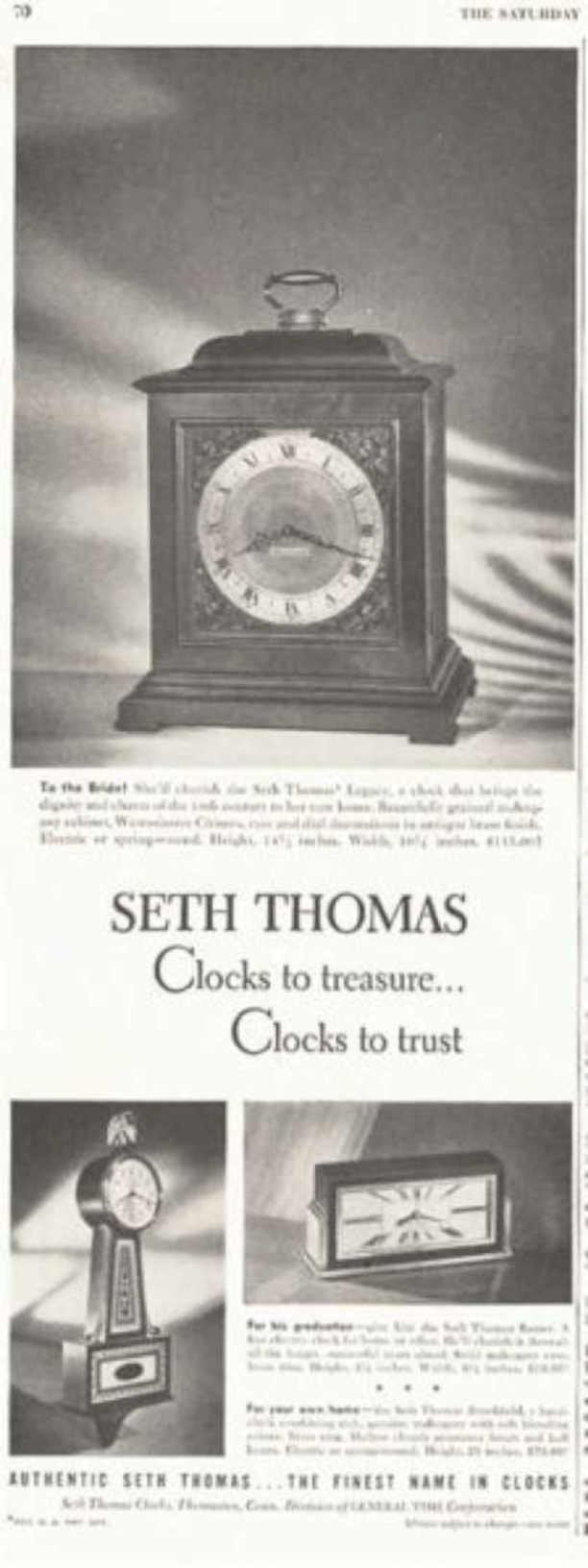 Seth Thomas Clocks 2 Vintage Retro Advert Ads A4 Photo Print