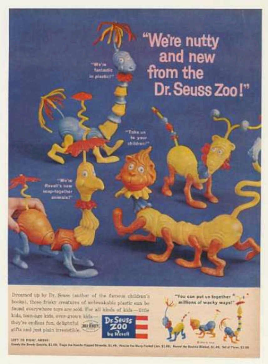 Seuss Zoo Creatures Vintage Retro Advert Ads A4 Photo Print