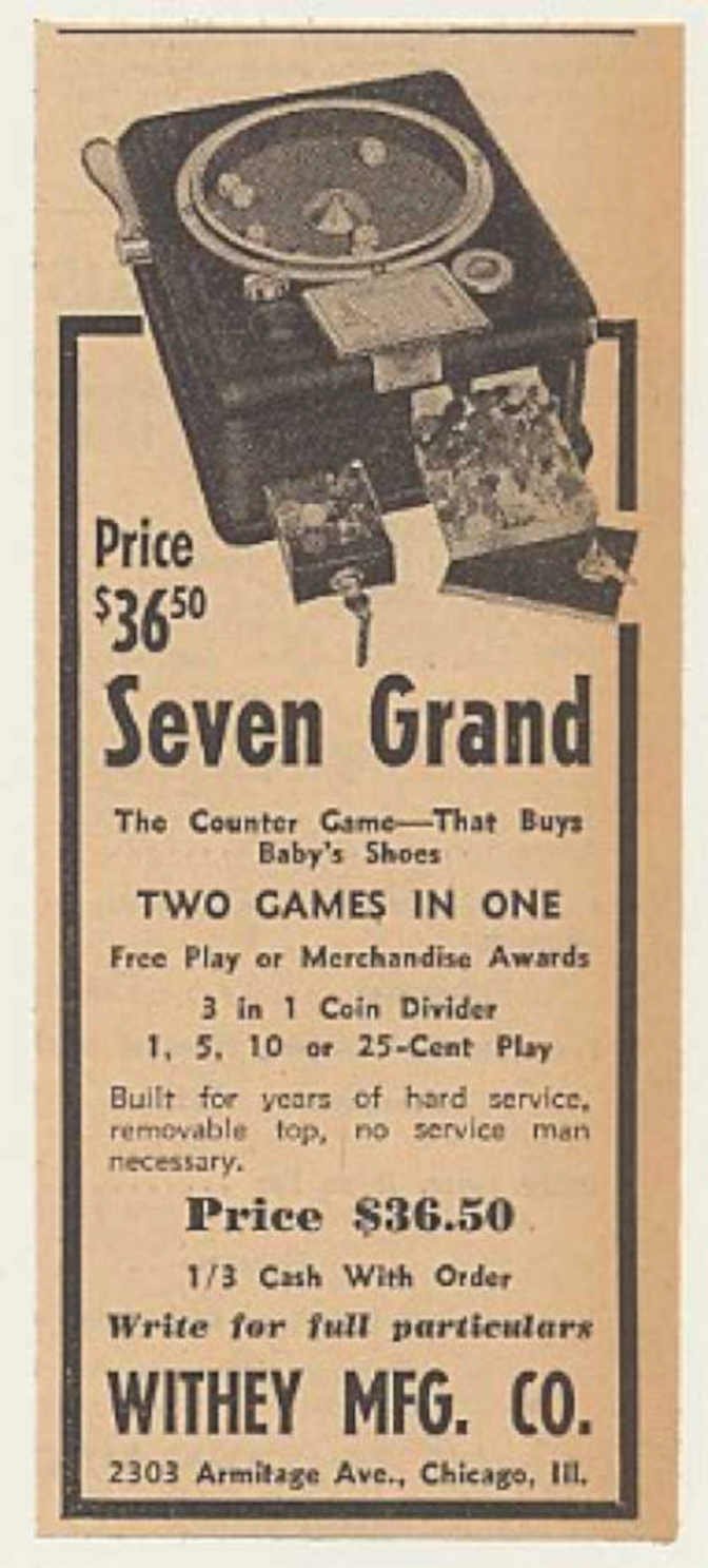 Seven Grand Game Vintage Retro Advert Ads A4 Photo Print