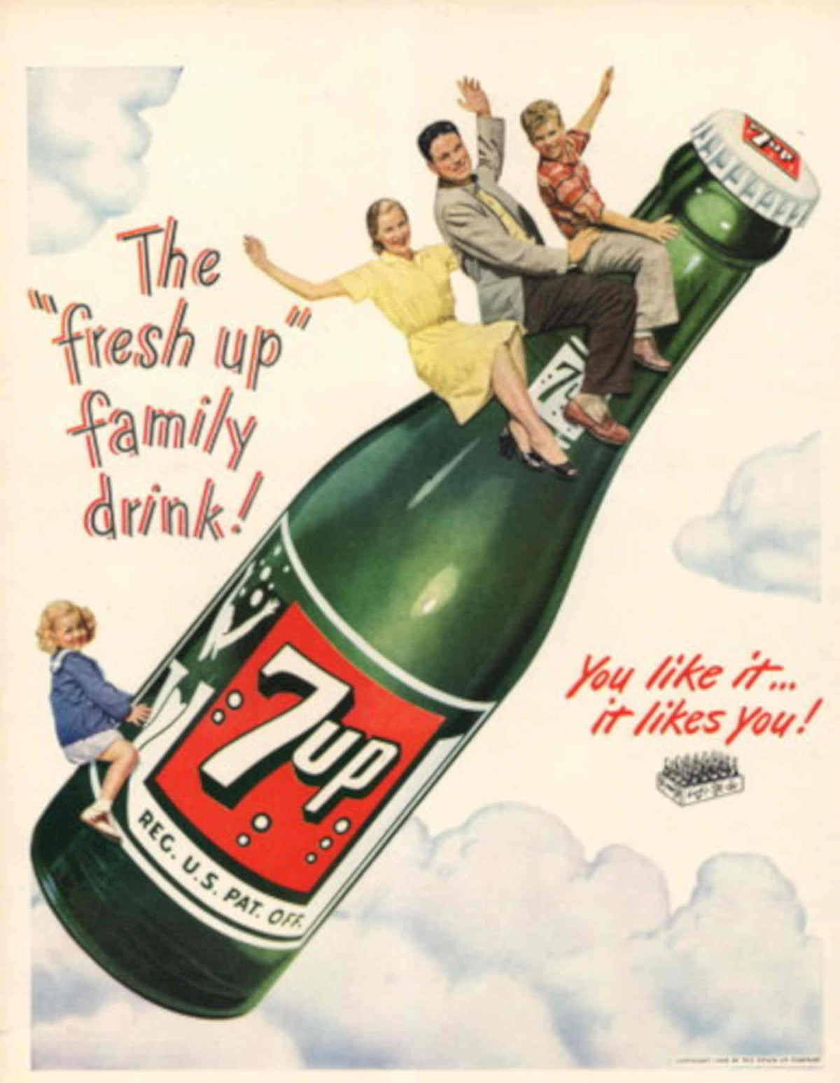 Seven Up Family 1940s Vintage Retro Advert Poster