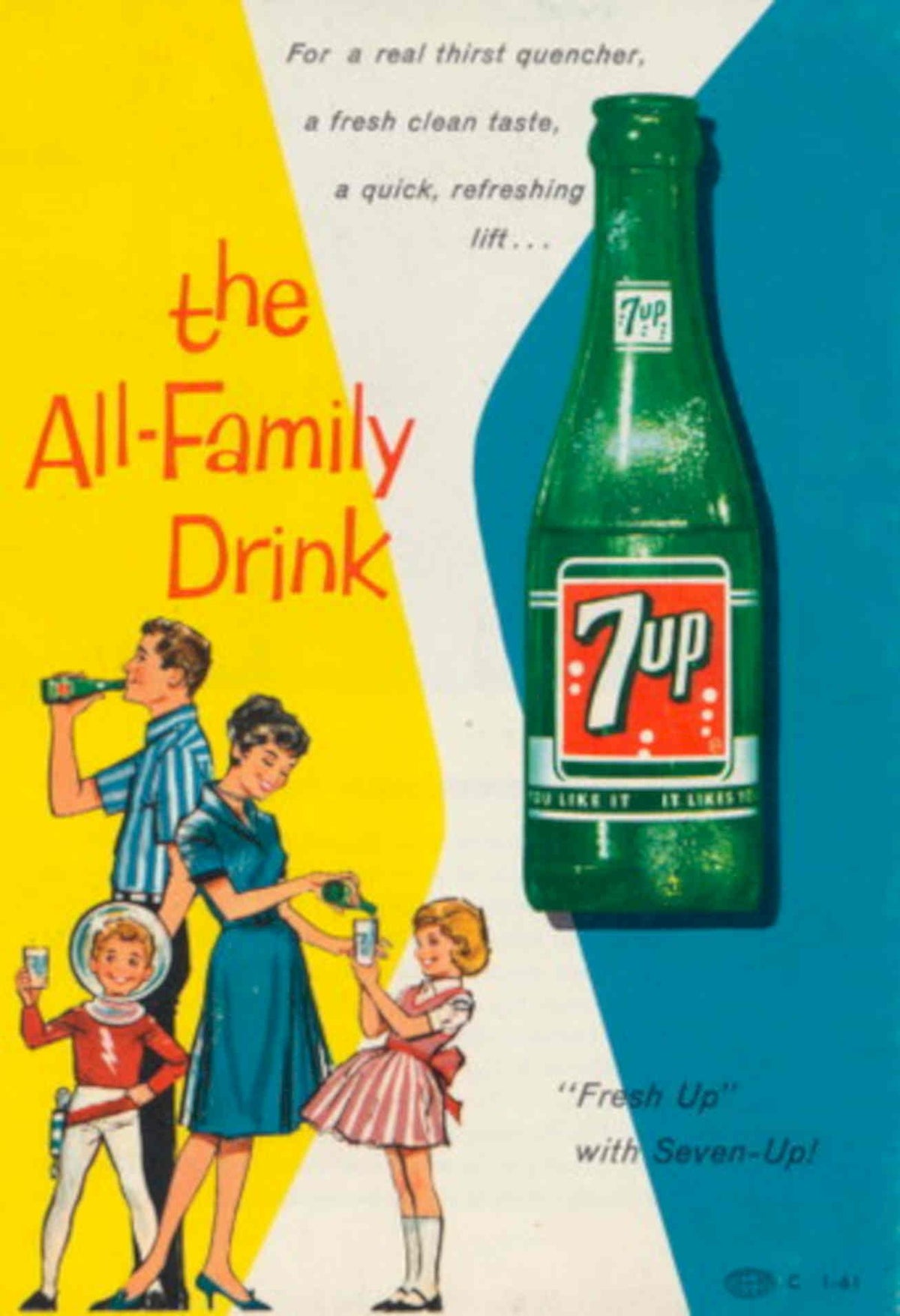 Seven Up Family 2 1950s Vintage Retro Advert Poster