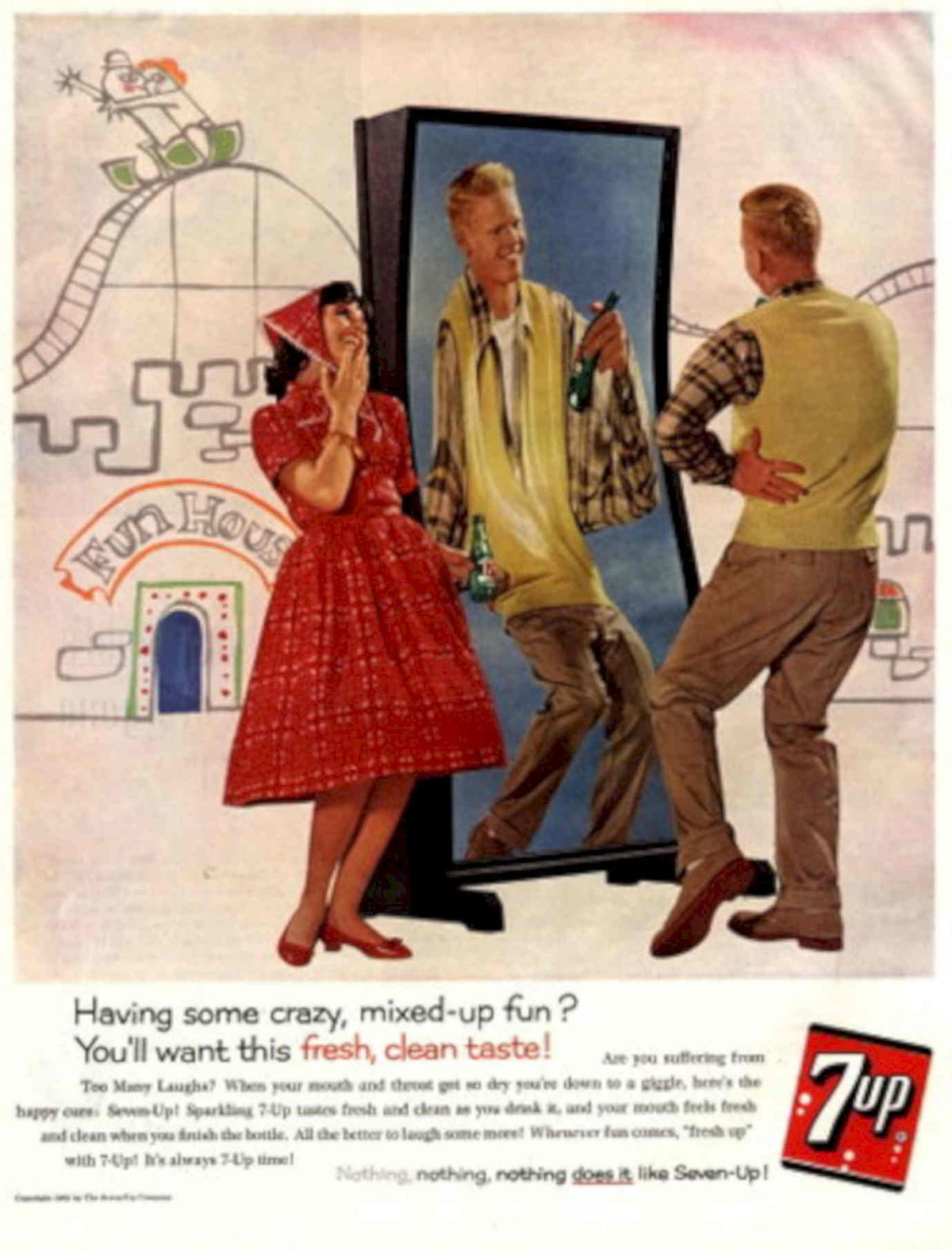 Seven Up Funhouse 1950s Vintage Retro Advert Poster