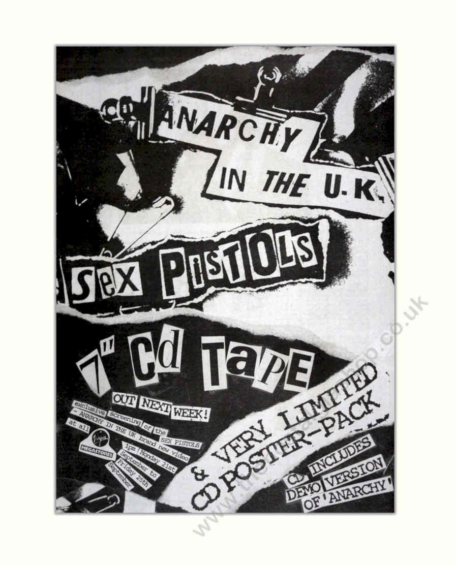 Sex Pistols Anarchy Vintage Retro Advert Poster A4 Photo Print