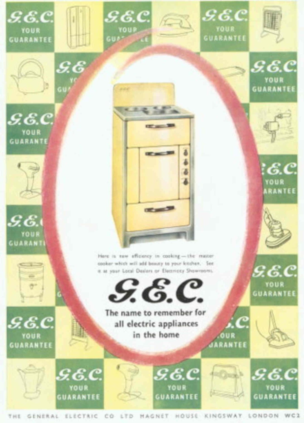 Sgc Electric Cooker 1950s Vintage Retro Advert Poster