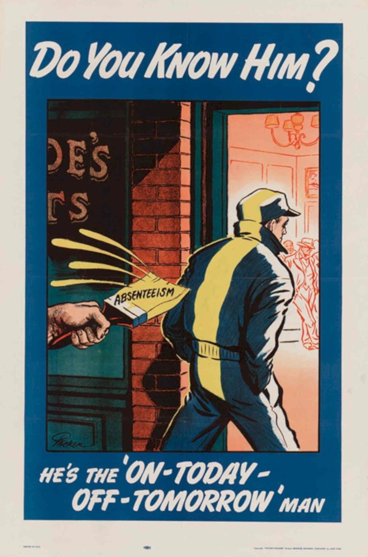 Shadowy Figure Absenteeism American World War II Advert Poster