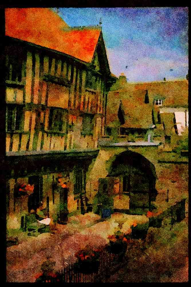 Shakespeare Country England 301037 Looking East, Lord Leycester Hospital, Warwick A4 Limited Edition Watercolour Print