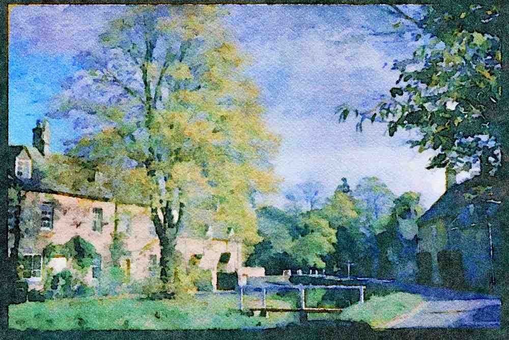 Shakespeare Country England 301070 Village Scene, Lower Slaughter A4 Limited Edition Watercolour Print