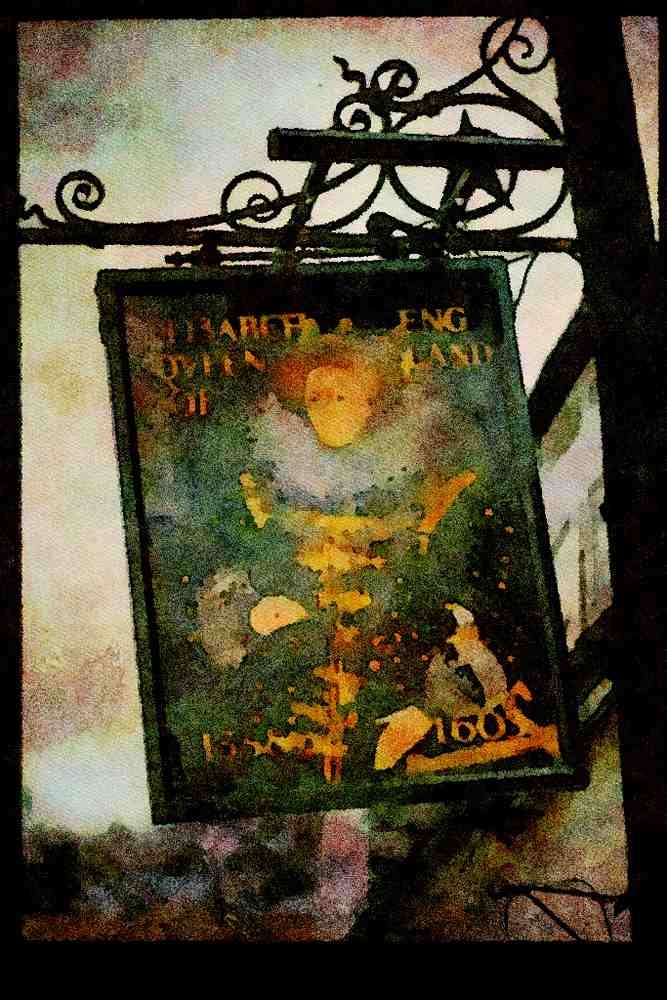 Shakespeare Country England 301086 Elizabethan Pub Sign, Elmley Castle A4 Limited Edition Watercolour Print