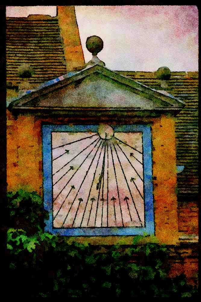 Shakespeare Country England 301097 Old Sun Dial, Packwood House A4 Limited Edition Watercolour Print