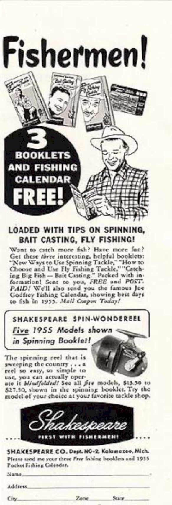 Shakespeare Fishing 1955 Vintage Retro Advert Ads A4 Photo Print