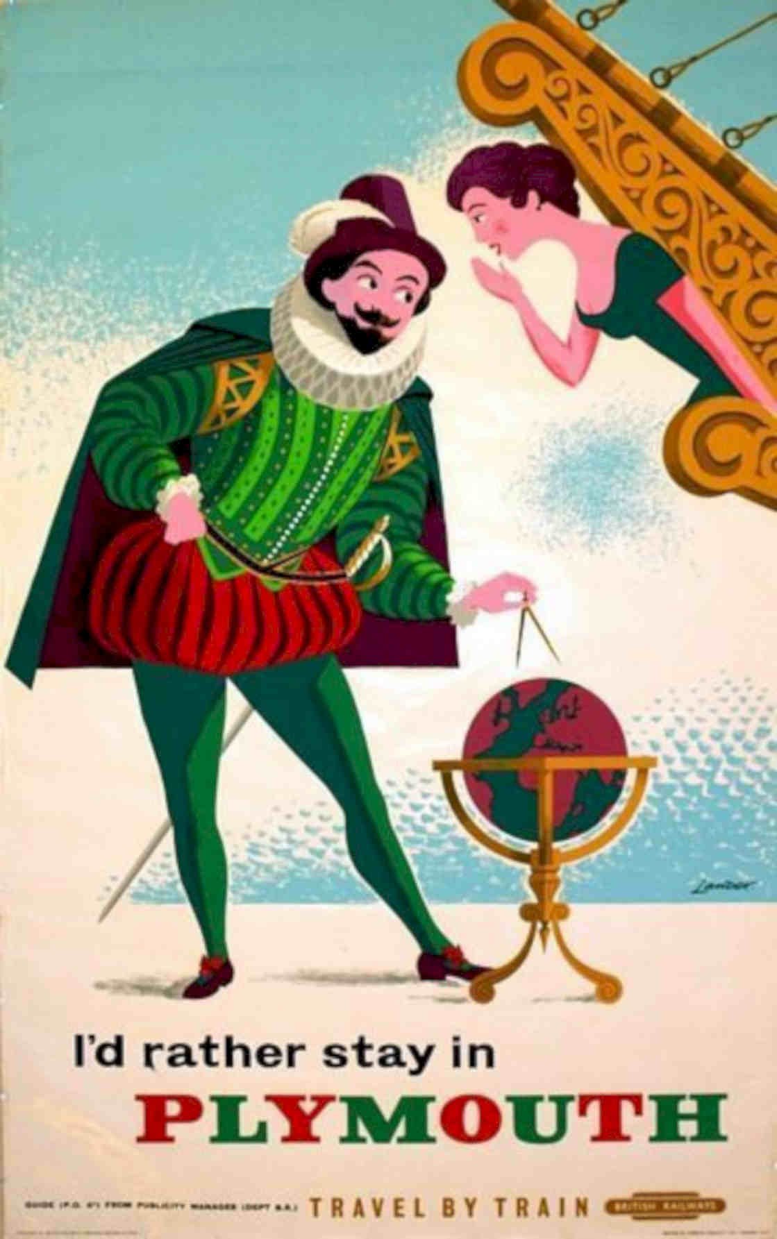 Shakespeare Globe Plymouth Vintage Retro Advert Poster A4 Photo Print