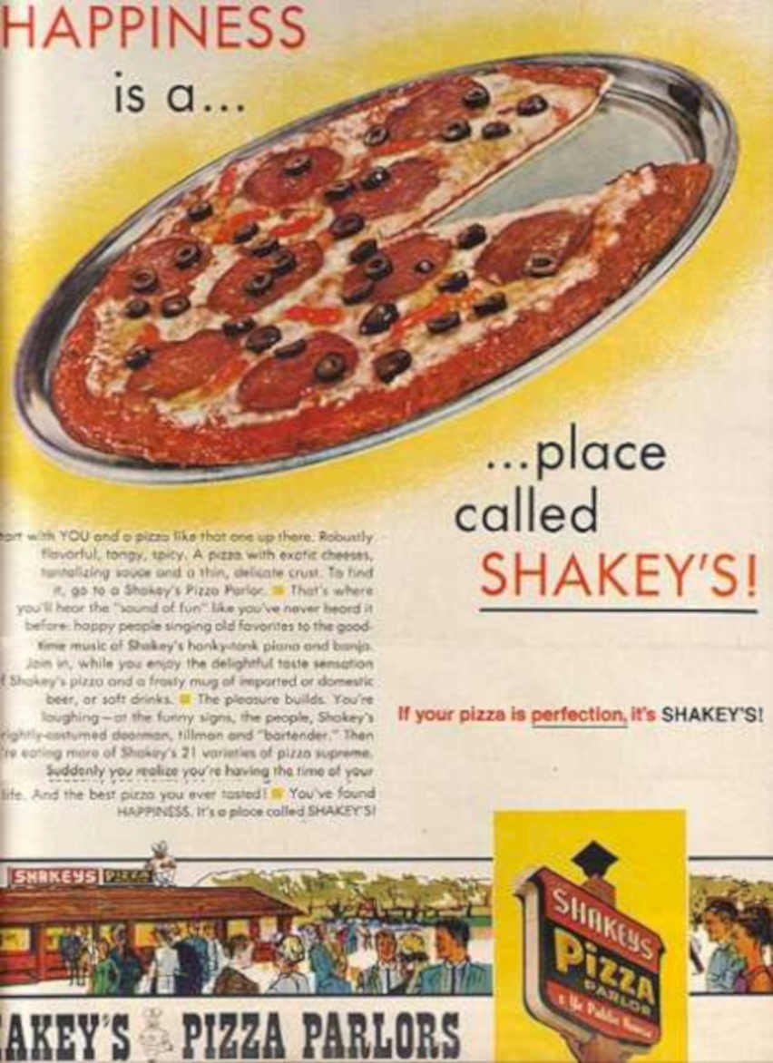 Shakeys Pizza Slice Vintage Retro Advert Ads A4 Photo Print