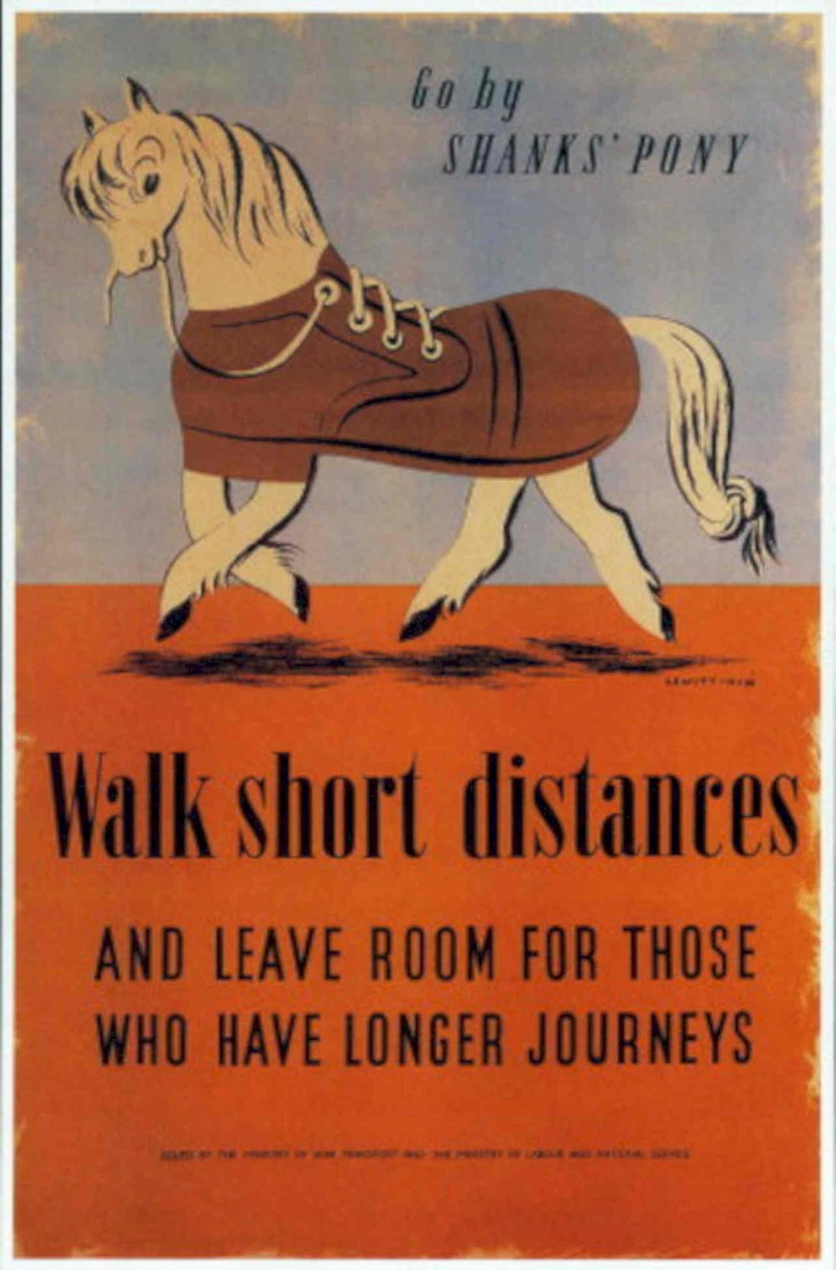 Shanks Pony Desert 1940s Vintage Retro Advert Poster