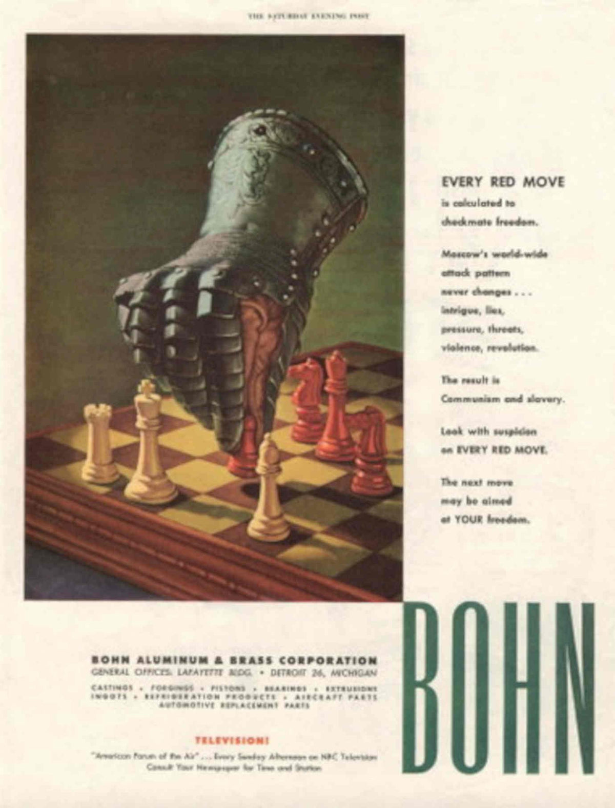 Shark Chessboard Bohn 1950s Vintage Retro Advert Poster
