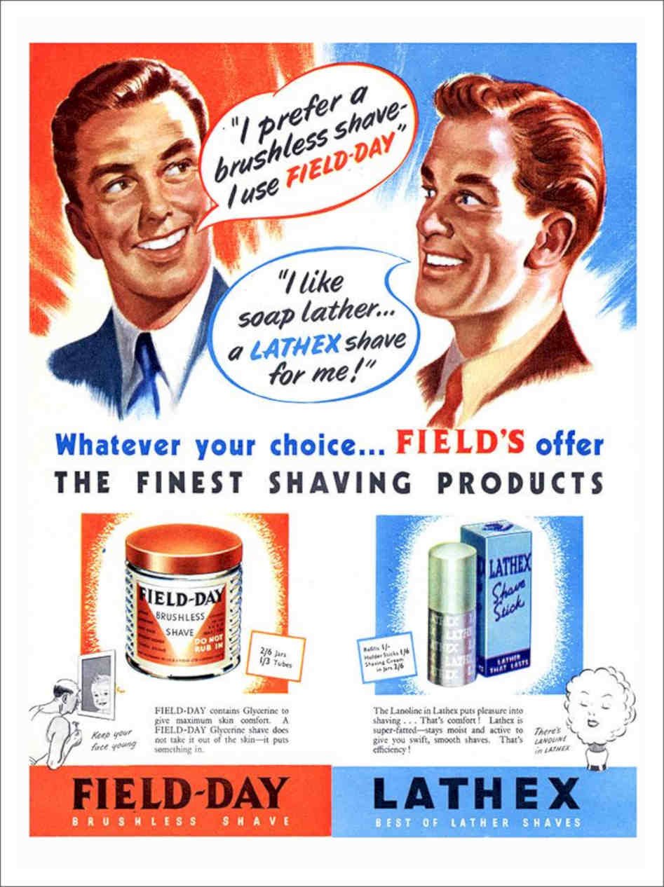 Shaving Mens Cosmetics Advert 1950s Vintage Retro Advert Poster A4 Photo Print