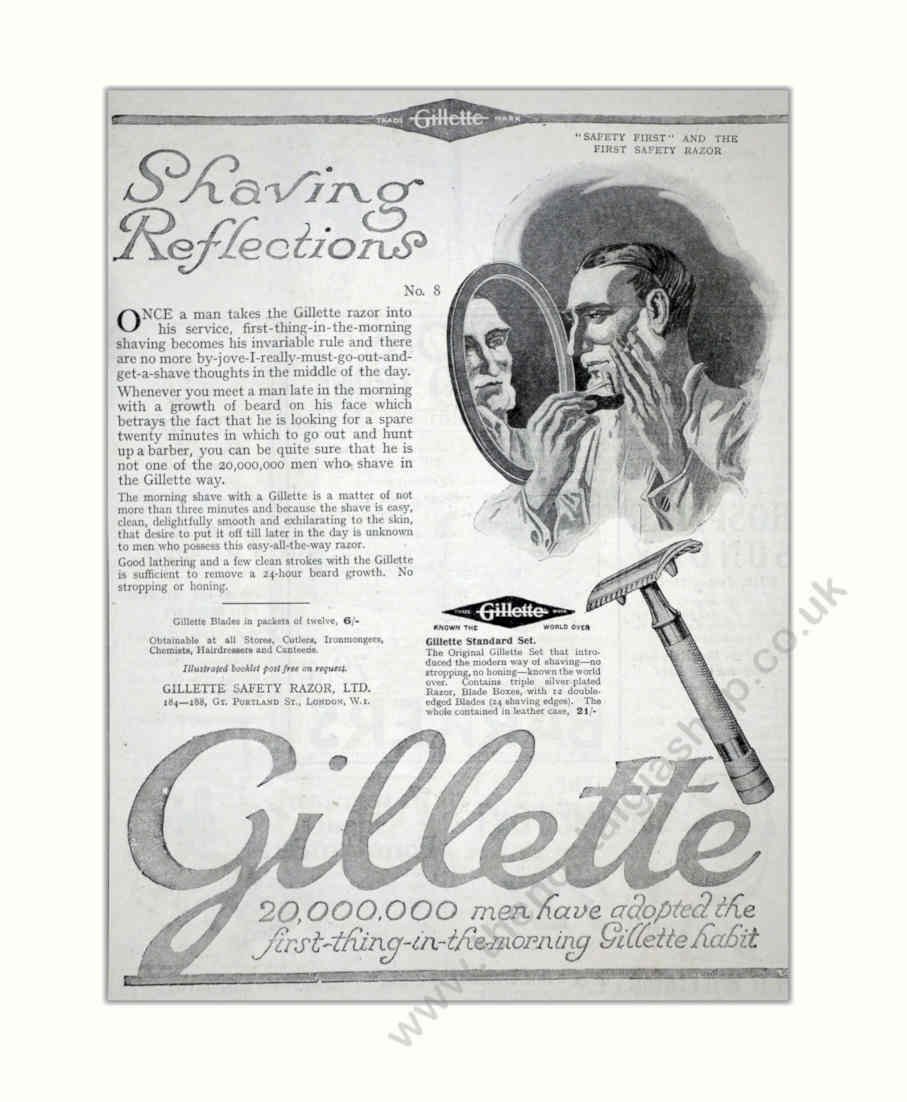 Shaving Reflections Gillette Vintage Retro Advert Poster A4 Photo Print