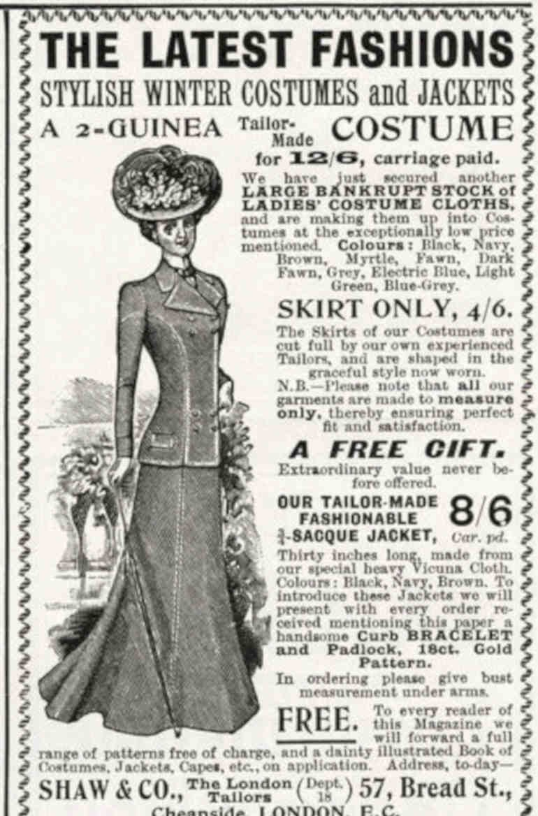 Shaw Costume 1890 Vintage Retro Advert Poster A4 Photo Print
